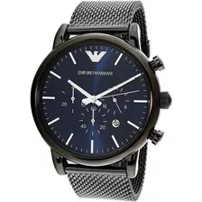 Relógio Empório Armani Ar1979 Azul Blue Dial Malha Original