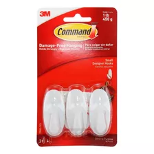 Pack (x3) 3m Command Gancho Multiuso Pequeño Autoad. Blanco