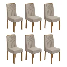 Conjunto 6 Cadeiras Exclusive Móveis Lopas Amêndoa Fa