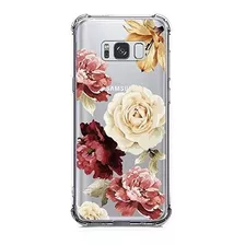 Funda Galaxy S8, Crystal Clear Funda Con Diseño Rose Flower