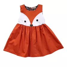 Kit Vestido+bolsinha Infantil Menina Desenho Raposa Criança