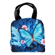 Bolsa Térmica Feminina Academia Marmita Borboleta Azul Alça