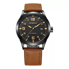 Reloj Mecánico Automático De Cuero Casual Para Hombre