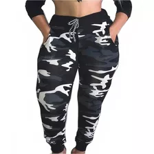 Calça Feminina Camuflada Cintura Alta Exército Jogger 