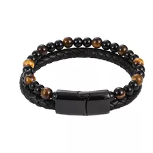 Pulseira Masculina Feminina Pedra Natural Couro Maravilhosa 