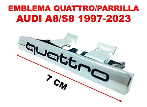 Emblema Quattro/parrilla Audi A8/s8 1997-2023 Crom/negro Foto 3