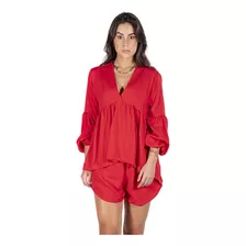 Blusa Bata Feminina Manga Balonê Manga Longa Soltinha