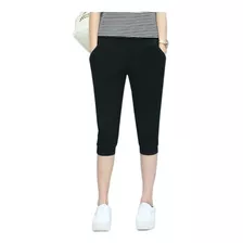 Pantalones Casuales De Algodón Elástico Para Mujer