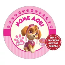 100 Adesivos Patrulha Canina Rosa Skye Etiquetas 4x4 Cm