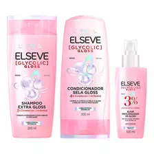 Kit Elseve Glycolic Gloss Shampoo + Cond + Sérum Loréal