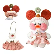 Pato Patito Peluche Lalafan Kawaii Con Ropa Accesorios 30 Cm