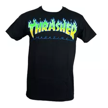 Thrasher - Fuego Varios Colores - Remera Brilla Oscuridad