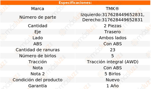 2- Mazas Traseras Con Abs Acura Rdx 6 Cil 3.5l 2013/2015 Tmk Foto 2