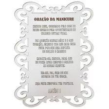 Oração Da Manicure Placa Mdf Gravada A Laser Decorada Cor Branco