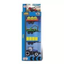 Conjunto Maquinas Coleção Fazenda Trator Carretas 1/64 Ferro