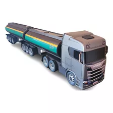 Carreta Scânia R450 Tanque Petrobrás Mdf 9 Eixos Miniatura