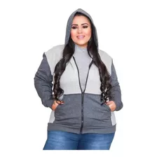 Casaco Blusa Moletom Plus Size Feminino Flanelado Com Capuz