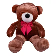 Urso De Pelúcia Gigante Teddy - Grande - Laço Personalizado Cor Urso Mel Com Laço Pink
