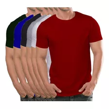 Kit 6 Camisetas Masculina Lisa 100% Algodão Camisa Básica