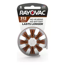 Rayovac 312 - Baterias De Zinc Para Audifonos (180 Mah, 8 Un