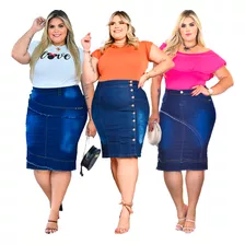 3 Saia Jeans Evangélica Midi Escura Kit