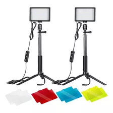 Kit Luz Led Neewer X 2 C/ Tripode + Filtros Color Streaming