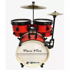 Bateria Musical De Brinquedo Rmv Rock Kids Com Chimbal Vermelho