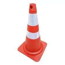 Kit 10 Cone Sinalização Refletivo Anti Quebra 50cm Plastcor