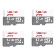 Kit 4 Cartão Memória 32gb Micro Sd Ultra Sandisk Original 