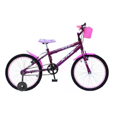 Bicicleta Infantil Krs Butterfly Aro 20 1v Freios V-brakes Cor Violeta Com Rodas De Treinamento