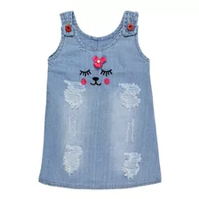 Vestido Jeans Infantil Menina Destroyd Blogueira