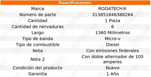 1- Banda Accesorios Sierra 2500 V8 6.6l 02/05 Rodatech Foto 2