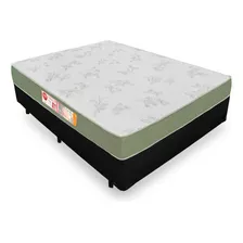 Cama Box Casal + Colchão Espuma D33 - Castor Sleep Max 138cm Cor Preto