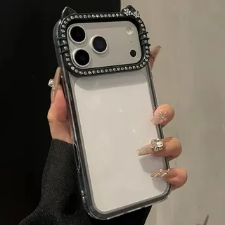 Funda Silicona Diamantes Gatito Kitty Para iPhone 17 Pro Max
