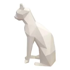 Estátua Gato Geométrico 15cm Decoração Impressão 3d