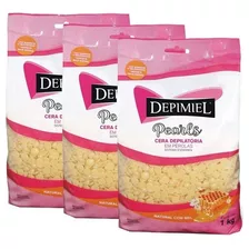 Kit 3 Unidades Cera Natural De 01 Kg - Depimiel Em Pérolas