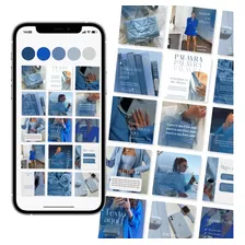 Pack Templates Azul-blue Feed Instagram Canva Design