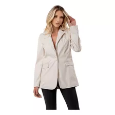 Blazer Feminino Em Couro Terninho Social Sobretudo Maxi