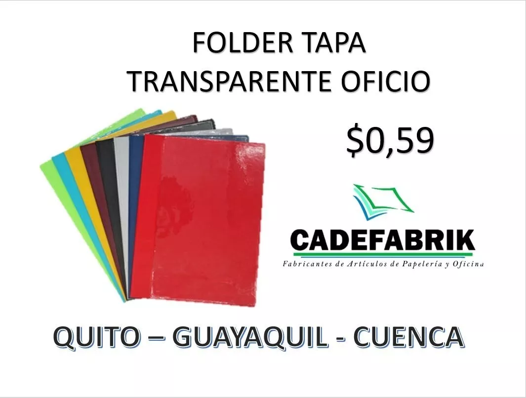 Carpeta Folder Tapa Transparente Oficio 0.59$ 