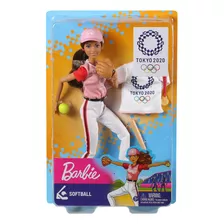 Barbie Olympic Games Tokio - Muñeca De Sóftbol Con Unifo.