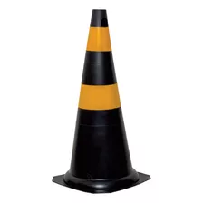 Cone Sinalização Refletivo Flexível Emborrachado 75cm Preto