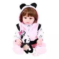 Boneca Bebe Sweetie Reborn(r) Urso Panda Silicone Doll- 48cm