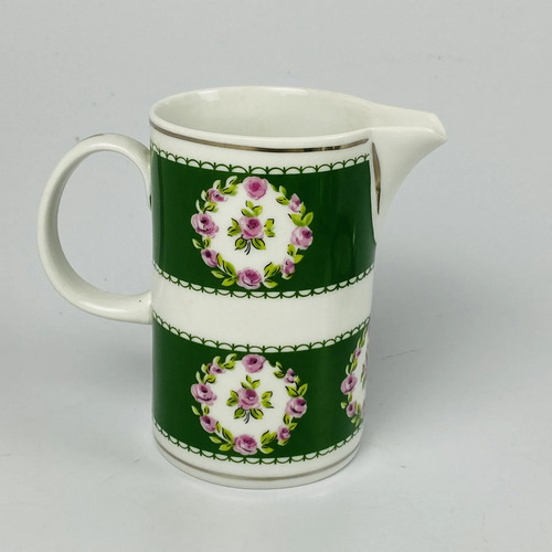 Jogo Xícaras De Café Porcelana Floral Verde Vintage 13 Peças Verde-musgo Floral 3