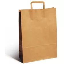 Bolsa De Papel Madera Kraft Con Manija 30x22x10 Pack X 50 Un