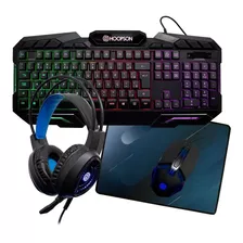 Kit Gamer 4x1 Teclado, Mouse, Headset E Pad Tpc-068k Hoopson Cor Do Teclado Preto