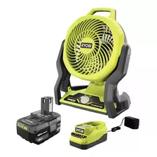 Ventilador Ryobi 18 Volts Con 2 Baterías 1.5 Ah Y Cargador Cantidad De Aspas 3 Color De La Estructura Verde Color De Las Aspas Gris Diámetro 23 Cm Material De Las Aspas Plástico