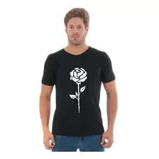 Camisa Camiseta Masculina Flor Rosa Desenh Top Lançamento