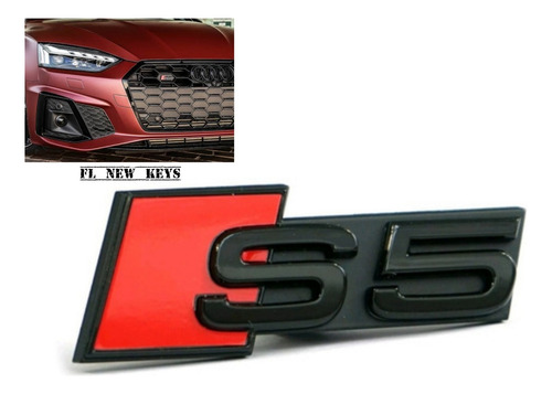 Emblema Para Parrilla Audi S5 Original Black Gloss 20-23 Foto 2