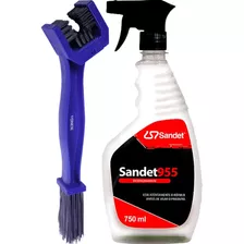 Escova Limpa Corrente Moto + 955 Spray Desengraxante Sandet