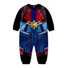 Macacão Pijama Capita Marvel Infantil Herois 